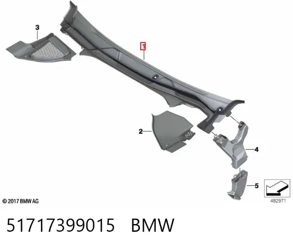 Podszybie szyby czołowej 51717399015 BMW