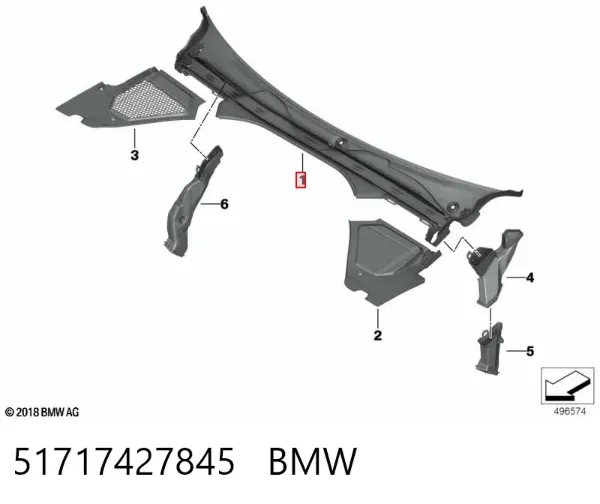 Podszybie szyby czołowej 51717427845 BMW