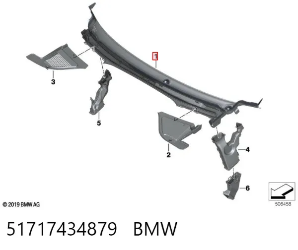 Podszybie szyby czołowej 51717434879 BMW