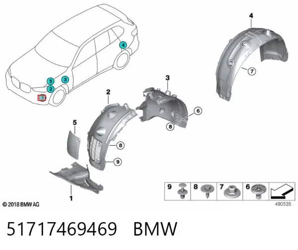 Osłona zderzaka przedniego lewa 51717469469 BMW