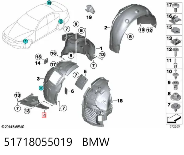 Osłona zderzaka przedniego lewa 51718055019 BMW