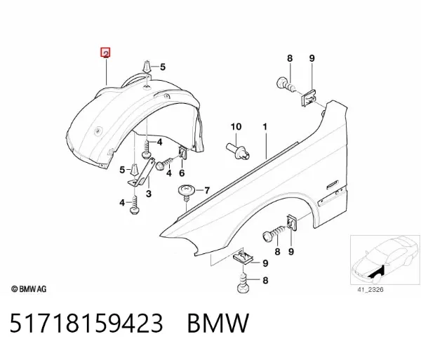 Nadkole błotnika przedniego lewe BMW 5 E39