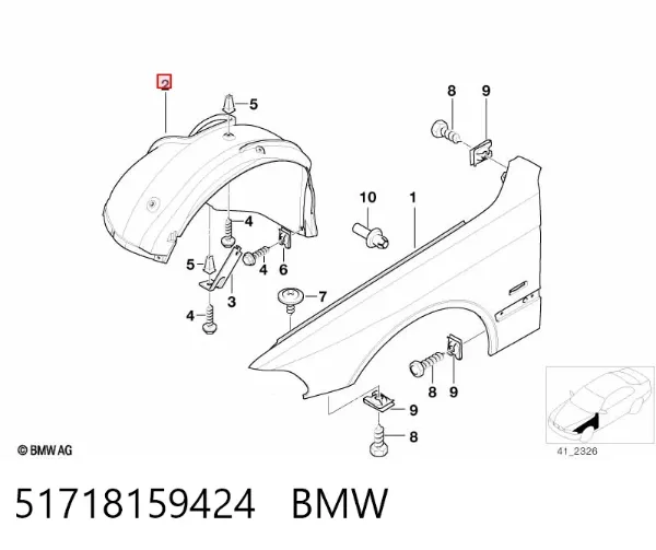 Nadkole błotnika przedniego prawe 51718159424 BMW