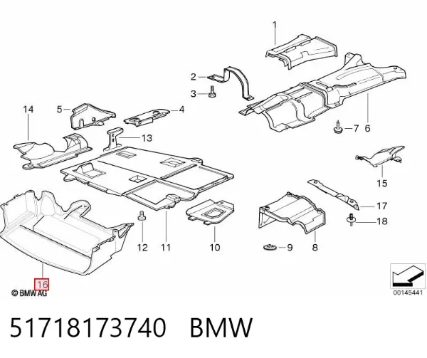 Osłona silnika, miski (przedziału silnika) 51718173740 BMW