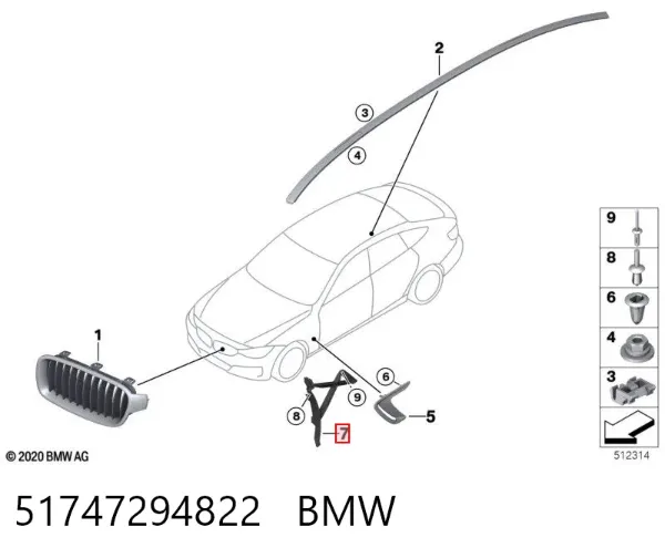 Kierownica powietrza (deflektor) chodnicy prawa 51747294822 BMW