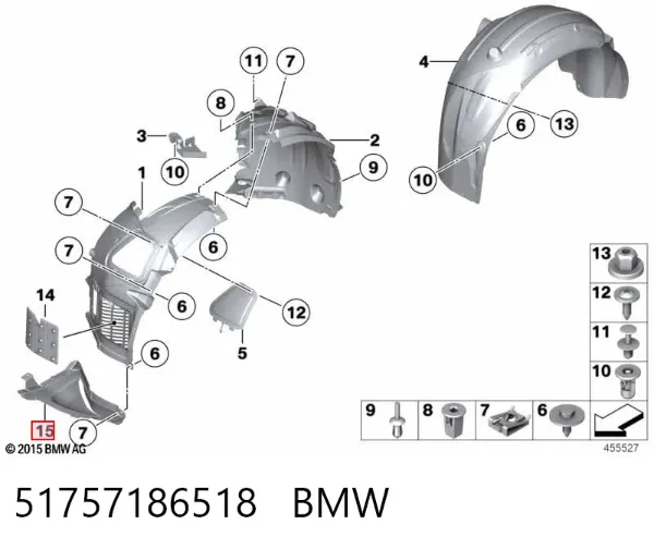 Osłona zderzaka przedniego prawa 51757186518 BMW