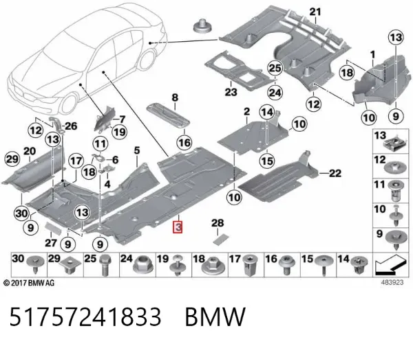 Osłona podwozia lewa 51757241833 BMW