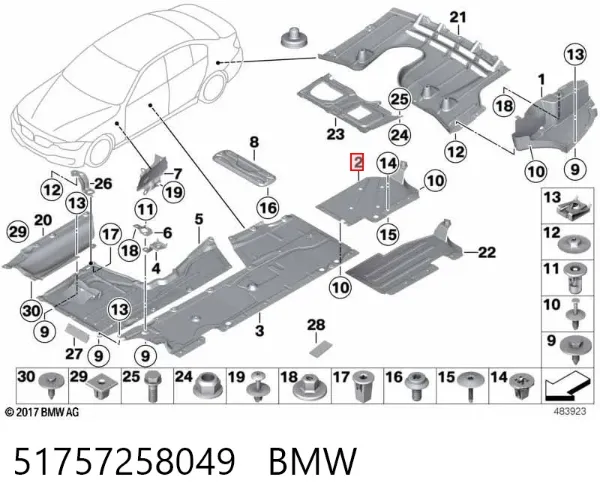 Osłona podwozia, zbiornika paliwa 51757258049 BMW