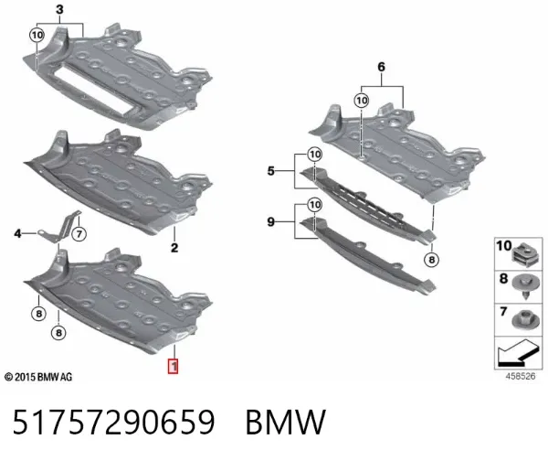 Osłona silnika, miski (przedziału silnika) 51757290659 BMW
