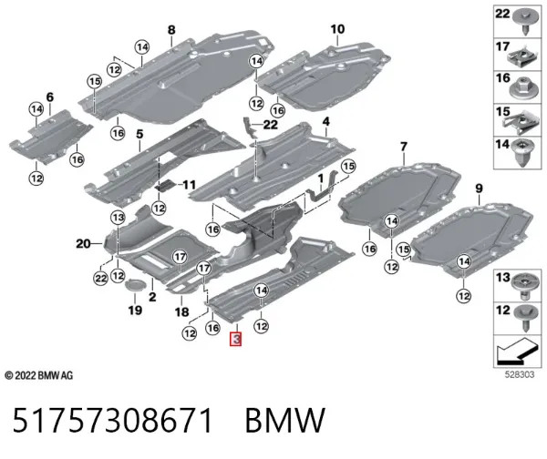 Osłona podwozia lewa 51757308671 BMW