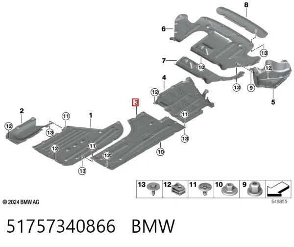 Osłona podwozia prawa 51757340866 BMW