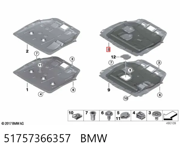 Osłona silnika, miski (przedziału silnika) 51757366357 BMW