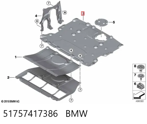 Osłona silnika, miski (przedziału silnika) 51757417386 BMW
