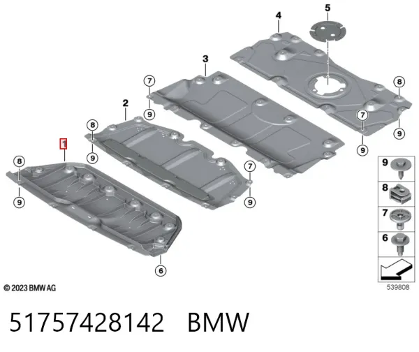 Osłona silnika, miski (przedziału silnika) 51757428142 BMW