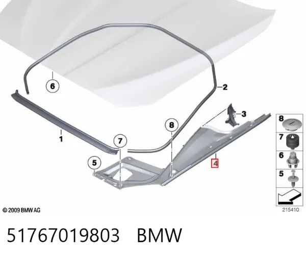 Nakładka błotnika przedniego lewego 51767019803 BMW
