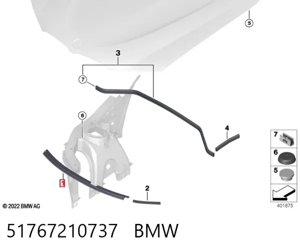 Uszczelka maski 51767210737 BMW
