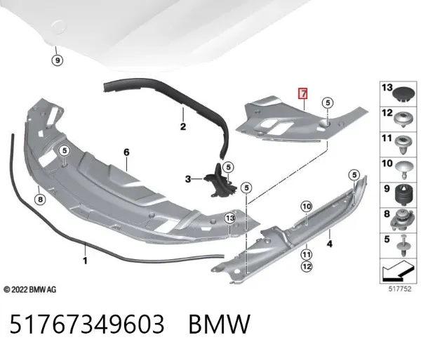 Osłona silnika lewa 51767349603 BMW