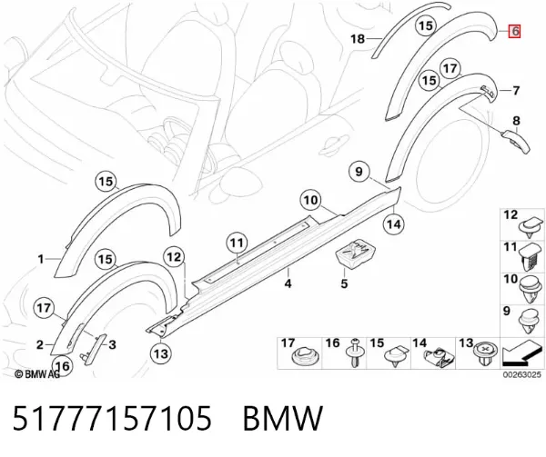 Poszerzenie (nakładka) reperaturki tylnego błotnika lewy 51777157105 BMW