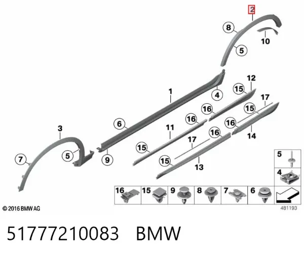Poszerzenie (nakładka) reperaturki tylnego błotnika lewy 51777210083 BMW