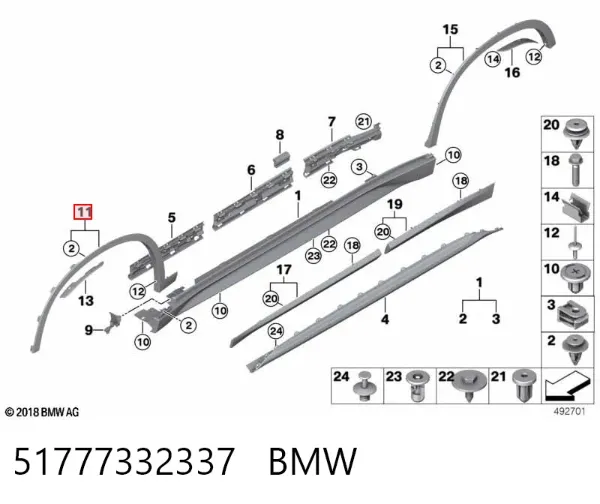 Poszerzenie (nakładka) reperaturki błotnika przedniego lewy 51777332337 BMW
