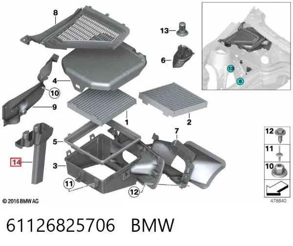 Listwa ochronna szyby tylnej 61126825706 BMW