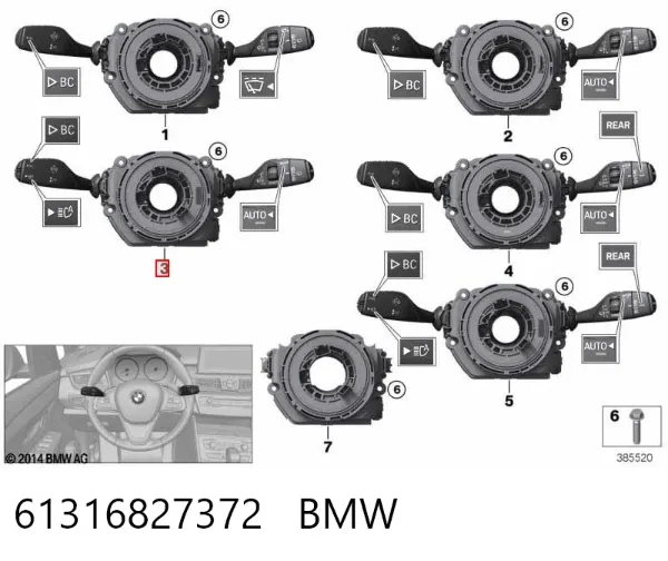 Przełącznik zespolony, w komplecie 61316827372 BMW