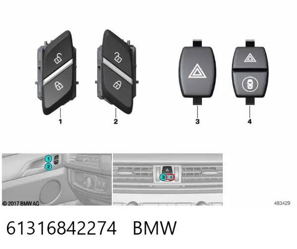 Przycisk włączania światła awaryjnego BMW X5 F15, F85