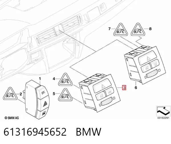 Przycisk włączania światła awaryjnego BMW 3 E90