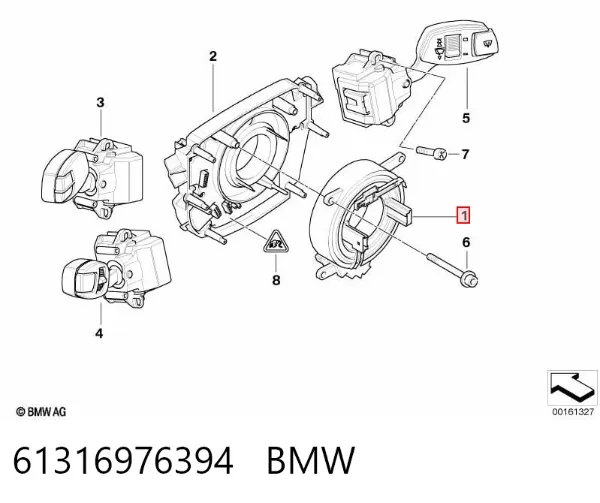 Pierścień kontaktowy AIRBAG, taśma kierownicy 61316976394 BMW