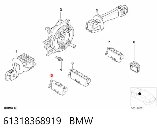Włącznik przyciskowy podnośnika szyby przedni lewy 61318368919 BMW