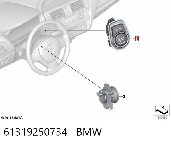 Przycisk uruchamiania silnika 61319250734 BMW