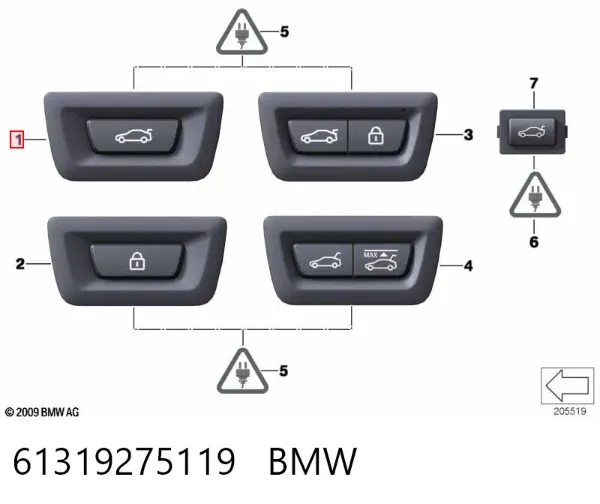 Klamka bagażnika (drzwi 3/5 tylnych) zewnętrzna 9275119 BMW