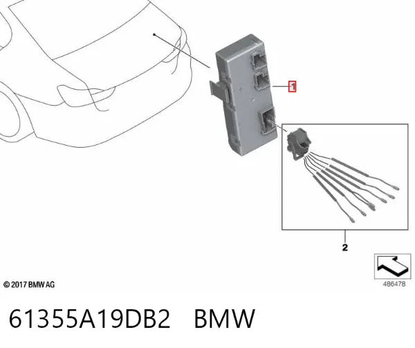 Sterownik klapy bagażnika (3/5 drzwi tylnych) 61355A19DB2 BMW