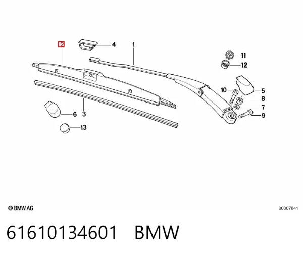 Pióro wycieraczki szyby przedniej, zestaw (2 szt.) 61610134601 BMW
