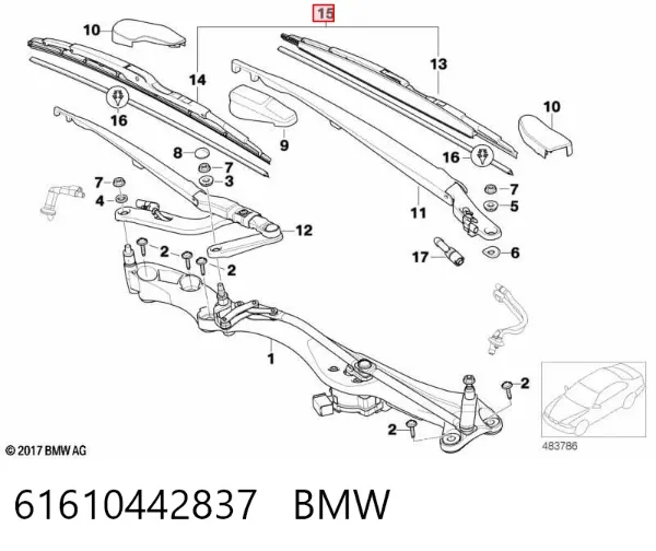 Pióro wycieraczki szyby przedniej, zestaw (2 szt.) BMW 7 E65, E66, E67