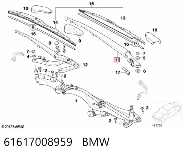 Ramię wycieraczki szyby przedniej BMW 7 E65, E66, E67