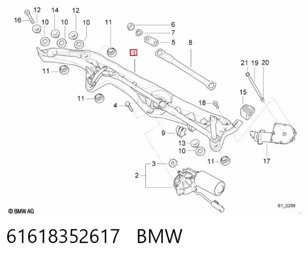 Mechanizm wycieraczek BMW 7 E38