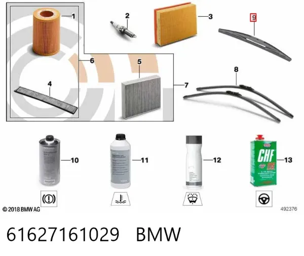 Pióro wycieraczki szyby tylnej 61627161029 BMW