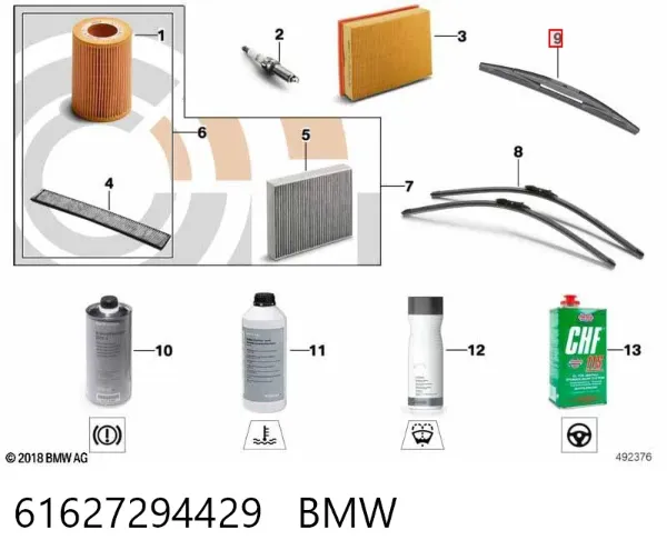 Pióro wycieraczki szyby tylnej 61627294429 BMW