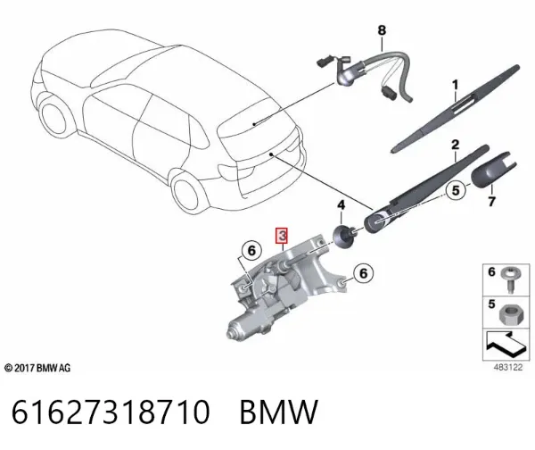 Silniczek wycieraczki tylnej szyby BMW X5 F15, F85
