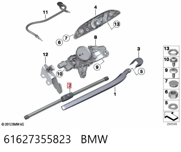 Pióro wycieraczki szyby tylnej 61627355823 BMW