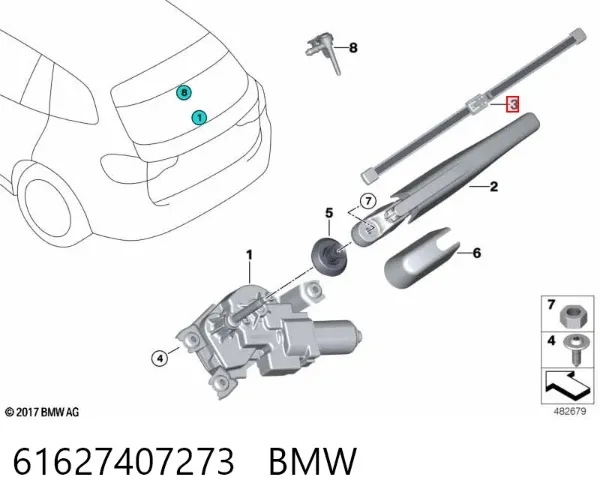 Pióro wycieraczki szyby tylnej 61627407273 BMW