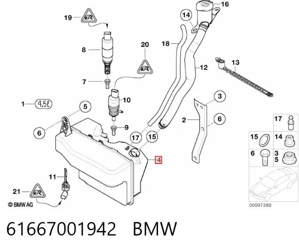 Zbiorniczek spryskiwacza szyb BMW 7 E65, E66, E67