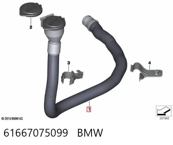 Wlew zbiornika spryskiwaczy 61667075099 BMW