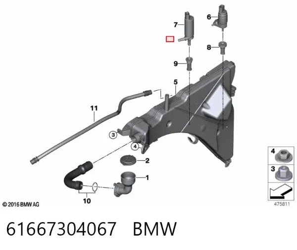 Zbiorniczek spryskiwacza szyb 61667304067 BMW