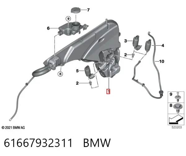 Zbiorniczek spryskiwacza szyb 61667932311 BMW