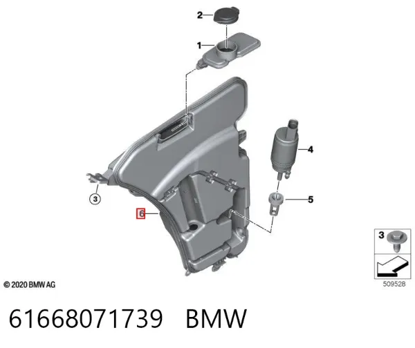 Zbiorniczek spryskiwacza szyb 61668071739 BMW