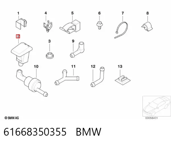 Dysza spryskiwacza szyby przedniej 61668350355 BMW