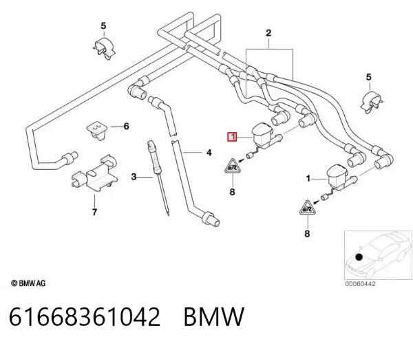 Dysza spryskiwacza szyby przedniej prawa 61668361042 BMW
