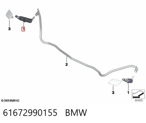 Dysza spryskiwacza reflektora przedniego 61672990155 BMW